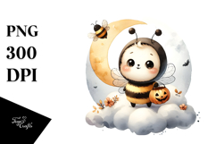 Cute Baby Bee on Cloud PNG Product Image 1
