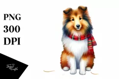 Vibrant Collie with Christmas Decorations PNG Product Image 3