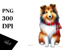Vibrant Collie with Christmas Decorations PNG Product Image 1