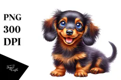 Watercolor Baby Dachshund with Big Eyes, Transparent PNG Product Image 1