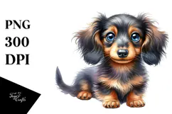 Watercolor Baby Dachshund with Big Eyes, Transparent PNG Product Image 1