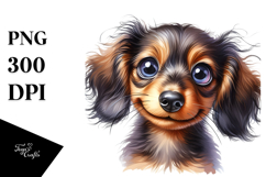 Watercolor Baby Dachshund with Big Eyes, Transparent PNG Product Image 1