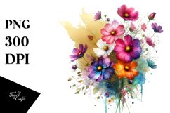 Vibrant Cosmos Gold Foil | Sublimation | Clipart Product Image 3