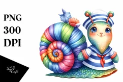 Colorful Snail Sailor Suit | Sublimation | Clipart Product Image 1