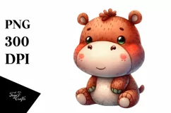 Vibrant Colorful Brownish Baby Hippo | Clipart Product Image 1
