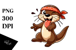 Silly Otter Dancing on Hind Legs PNG Product Image 1