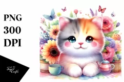 Colorful Whimsical Cat Tumbling in Autumn Product Image 1