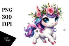 Running Baby Unicorn PNG Product Image 1