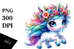 Running Baby Unicorn PNG Product Image 1