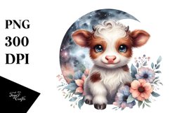 Smiling Highland Cow with Cosmos Product Image 1