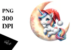 Baby Unicorn on the Moon Clipart Product Image 1