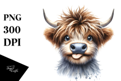 Happy Highland Cow with Cool Hair PNG Product Image 1