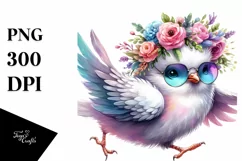 Vibrant Chicken with Floral Wreath, Transparent PNG Product Image 1