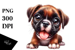 Cute Baby Boxer with Big Eyes, PNG Product Image 1