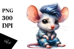 Cute Baby Mouse with Cool Haircut Running PNG Product Image 1