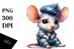 Cute Baby Mouse with Cool Haircut Running PNG Product Image 1