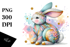 Pastel Bunny with Golden Elements, PNG Product Image 1