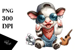 Rocker Cow at the Beach PNG Product Image 1