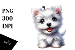 Watercolor Baby West Highland White Terrier PNG Product Image 1