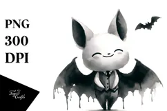 Funny Washed Watercolor Bat Image, Transparent PNG Product Image 1