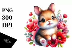 Colorful Sitting Baby Rabbit Watercolor Clipart Product Image 3
