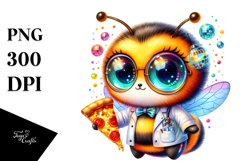 Crazy Vibrant Watercolor Baby Bee PNG Product Image 1