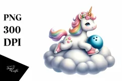 Cute Baby Unicorn Bowling Clipart Product Image 1