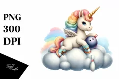 Cute Baby Unicorn Bowling Clipart Product Image 1