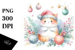 Cute Cat with Christmas Decorations, Transparent PNG Product Image 1