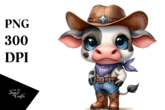 Watercolor Baby Cow Caricature | Clipart Product Image 1