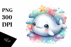 Colorful Smiling Baby Beluga Whale | Clipart Product Image 1