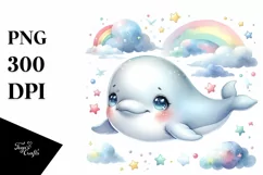 Colorful Smiling Baby Beluga Whale | Clipart Product Image 3