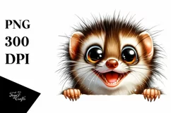 Funny Popping Eyes Weasel Watercolor Clipart Product Image 1