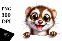 Funny Popping Eyes Weasel Watercolor Clipart Product Image 3