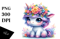 Cute Baby Unicorn with Cool Haircut PNG Product Image 1