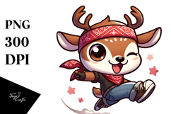 Cute Cartoon Deer with Bandana, Transparent PNG Product Image 1