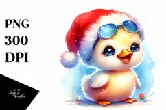 Expressive Baby Swan PNG with Santa Hat Product Image 3