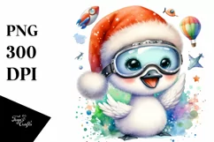 Expressive Baby Swan PNG with Santa Hat Product Image 1