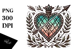 Vintage Stained Heart PNG Product Image 1
