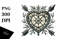 Vintage Stained Heart with Arrow PNG Product Image 1