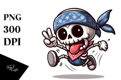 Cheerful Sugar Skull with Bandana, High-Res PNG Product Image 1