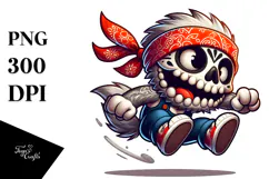 Silly Suggar Skull with Bandana PNG Product Image 1