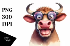 Funny Bull Portrait with Big Eyes | Sublimation | Clipart Product Image 1