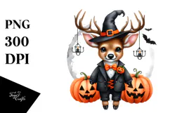 Funny Watercolor Deer with Halloween Suit | Sublimation | Product Image 1