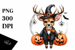Funny Watercolor Deer with Halloween Suit | Sublimation | Product Image 1