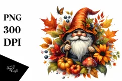 Autumn Gnome Watercolor PNG Product Image 1