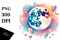 Digital Painting of Moon with Hanging Hearts Product Image 1