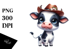 Expressive Baby Cow with Hat | Sublimation | Clipart Product Image 1