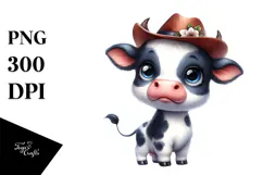 Expressive Baby Cow with Hat | Sublimation | Clipart Product Image 1