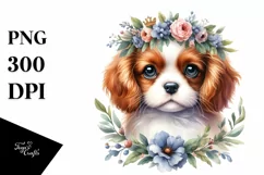 Watercolor Baby Cavalier King Charles Spaniel Clipart Product Image 3